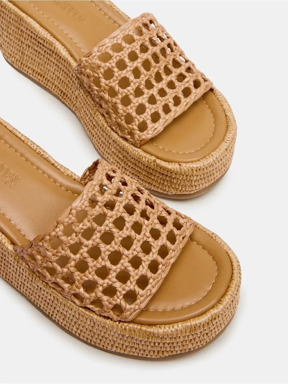 Brandy raffia platform slide sandals